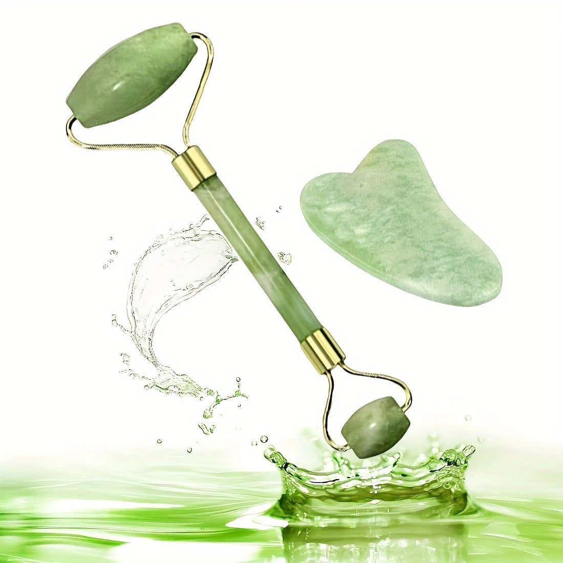 Masajeador Facial de Jade – Rodillo Facial Natural para Rejuvenecimiento, Antiestrés y Cuidado de la Piel