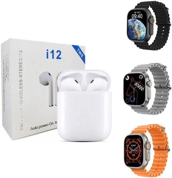 Combo AirPods Series 3 + Smartwatch T800 Ultra – Audio Estéreo HD, Conexión Bluetooth 5.3, Monitoreo Deportivo y Notificaciones Inteligentes
