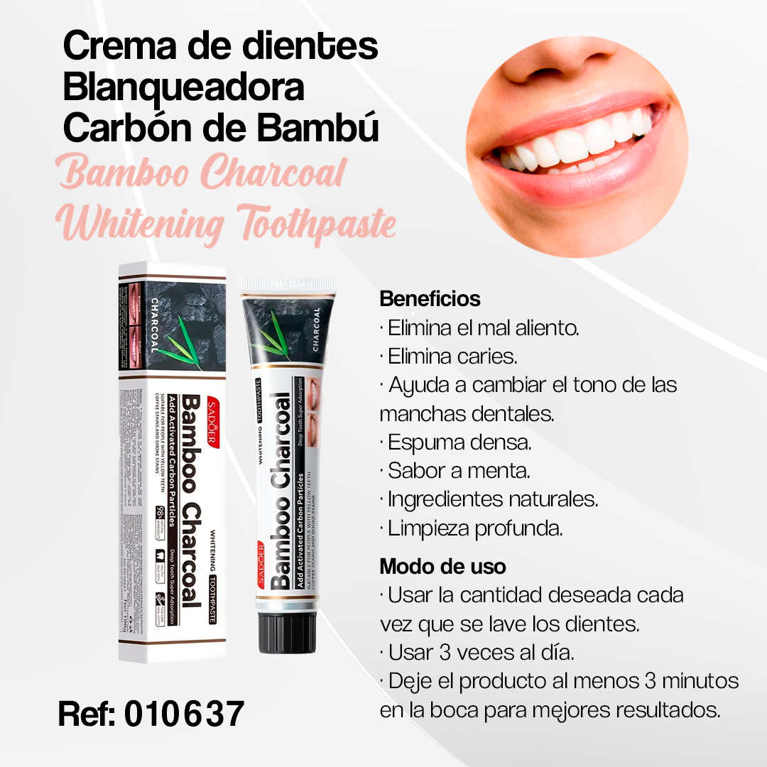 Crema Dental Blanqueadora de Bambú | Pasta Natural Antisarro y Aliento Fresco
