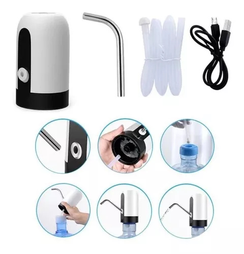 Dispensador de Agua Eléctrico Portátil con Bomba Automática, Recargable por USB y Compatible con Garrafones de 5 a 20 Litros