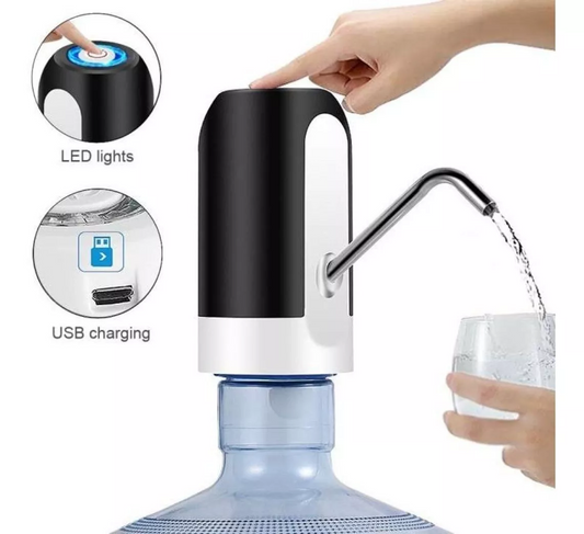Dispensador de Agua Eléctrico Portátil con Bomba Automática, Recargable por USB y Compatible con Garrafones de 5 a 20 Litros