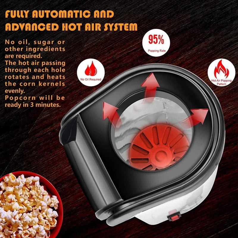Crispetera Eléctrica sin Aceite | Máquina de Palomitas de Maíz Saludable Hogar Cocina