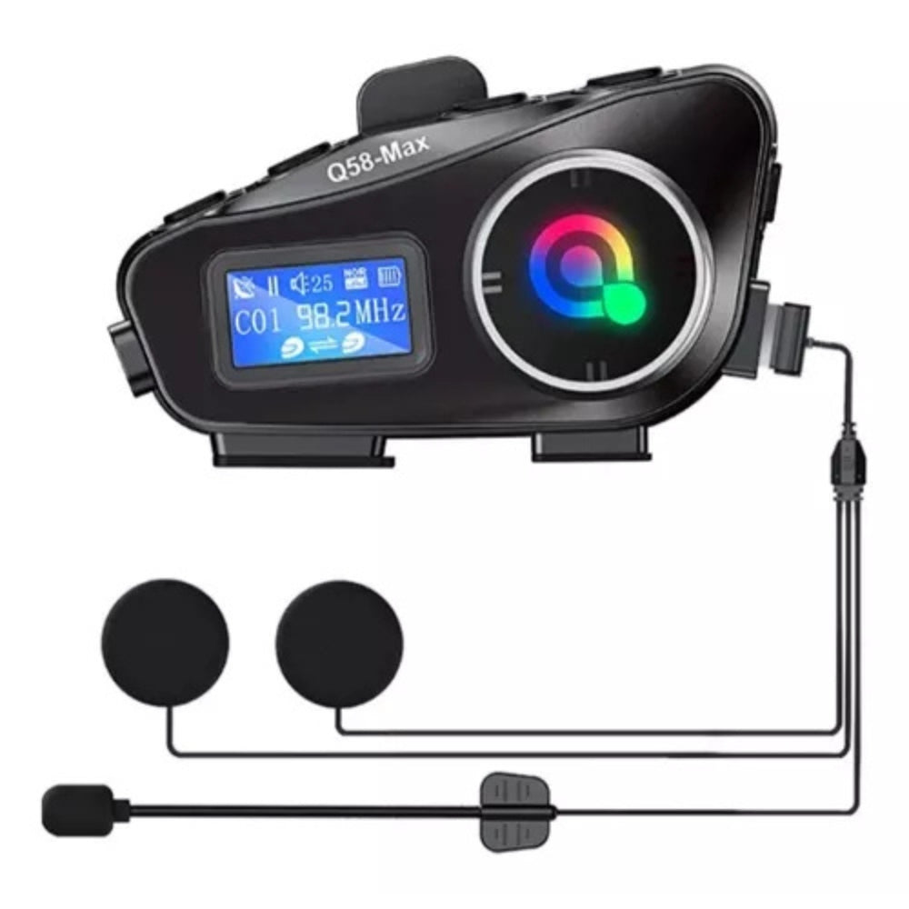 Intercomunicador Bluetooth Q58 Max con Radio FM – Conexión Inalámbrica, Comunicación Clara, Larga Distancia y Resistencia al Agua