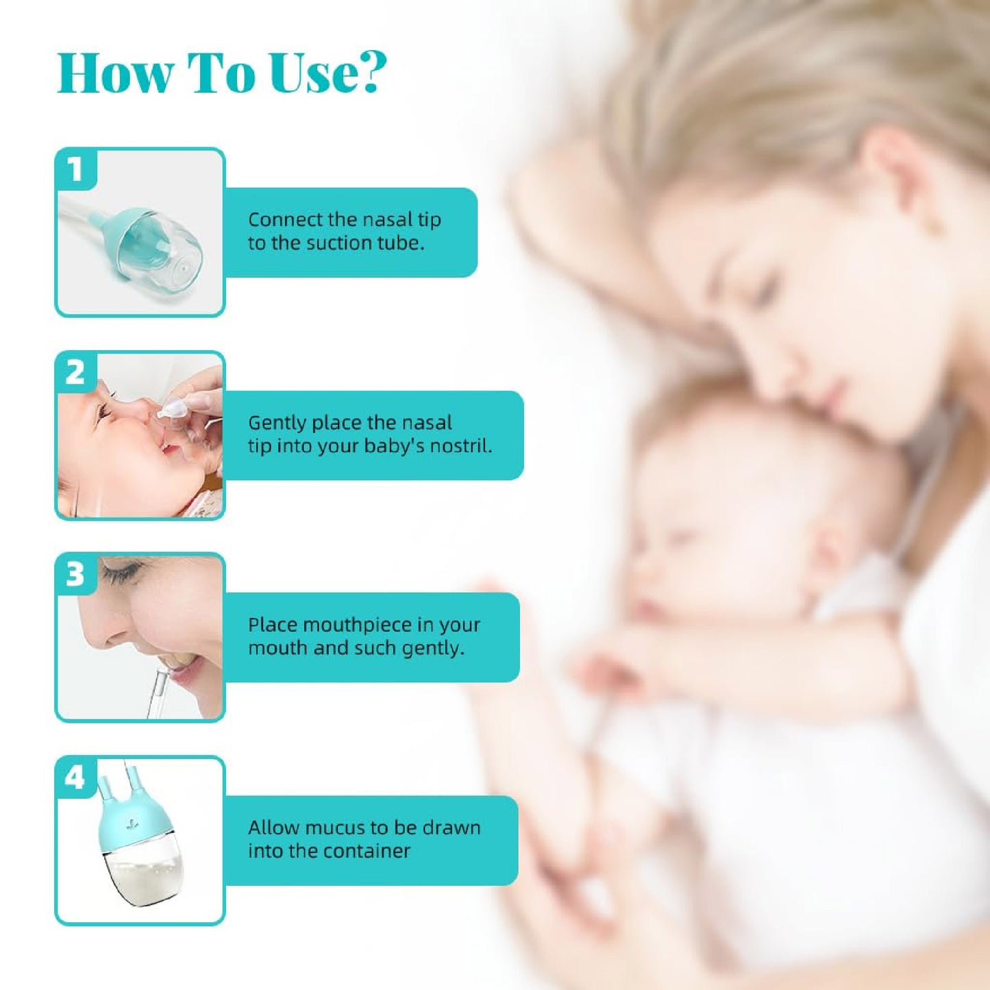 Extractor Nasal para Bebés | Aspirador Suave de Moco | Higiene y Respiración Segura