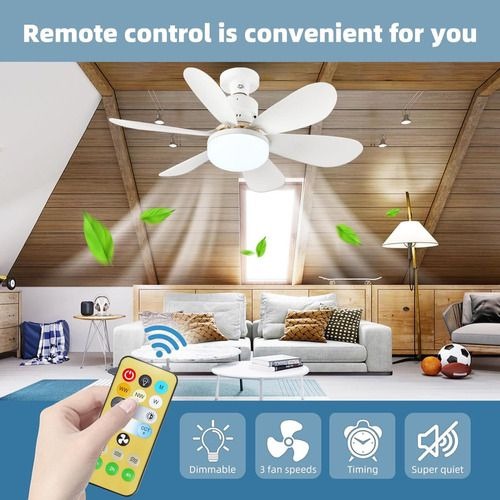 Bombillo Ventilador con Control Remoto y Aspas B – Luz LED + Ventilación 2 en 1