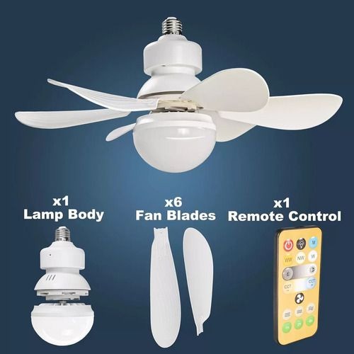 Bombillo Ventilador con Control Remoto y Aspas B – Luz LED + Ventilación 2 en 1