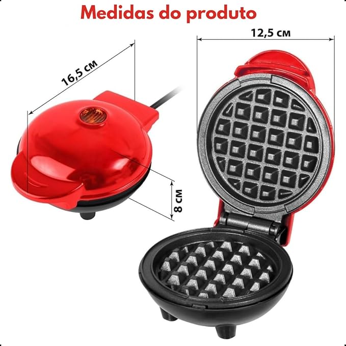 Mini Waflera Eléctrica Roja – Diseña Waffles Rápidos, Crujientes y Deliciosos en Casa