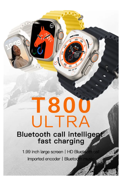Reloj Inteligente T800 Ultra con 2 Correas Intercambiables – Monitor de Salud, Deportes y Conectividad Avanzada