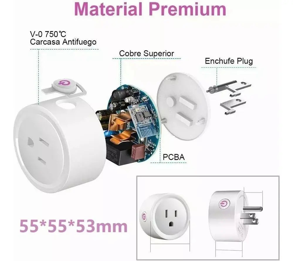 Enchufe/interruptor inteligente con tecnología de acceso remoto por Wi-Fi.