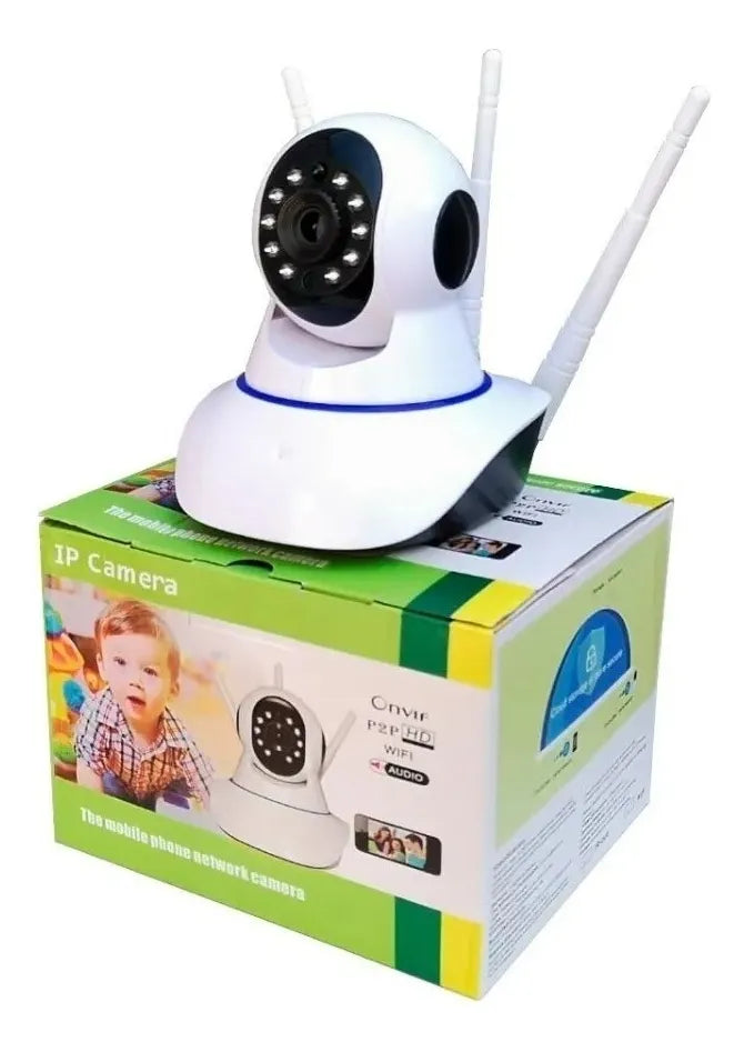 Cámara de Seguridad WiFi HD ONVIF con Tres Antenas – Alta Definición, Conexión Estable y Visión Remota