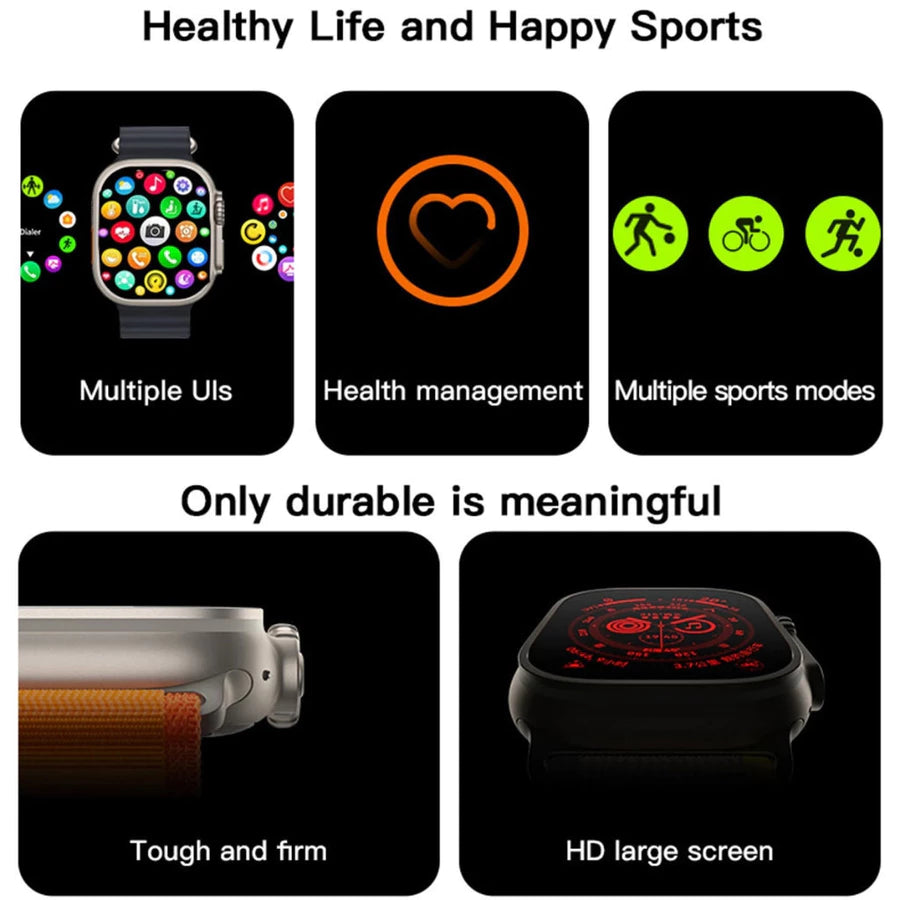 T10 Ultra 2 con 2 Correas y Tornillos – Reloj Inteligente Pantalla HD, Resistente al Agua, Compatible con Android y iOS