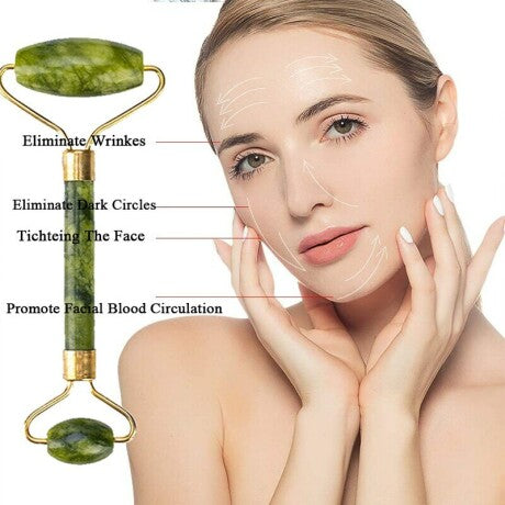 Masajeador Facial de Jade – Rodillo Facial Natural para Rejuvenecimiento, Antiestrés y Cuidado de la Piel